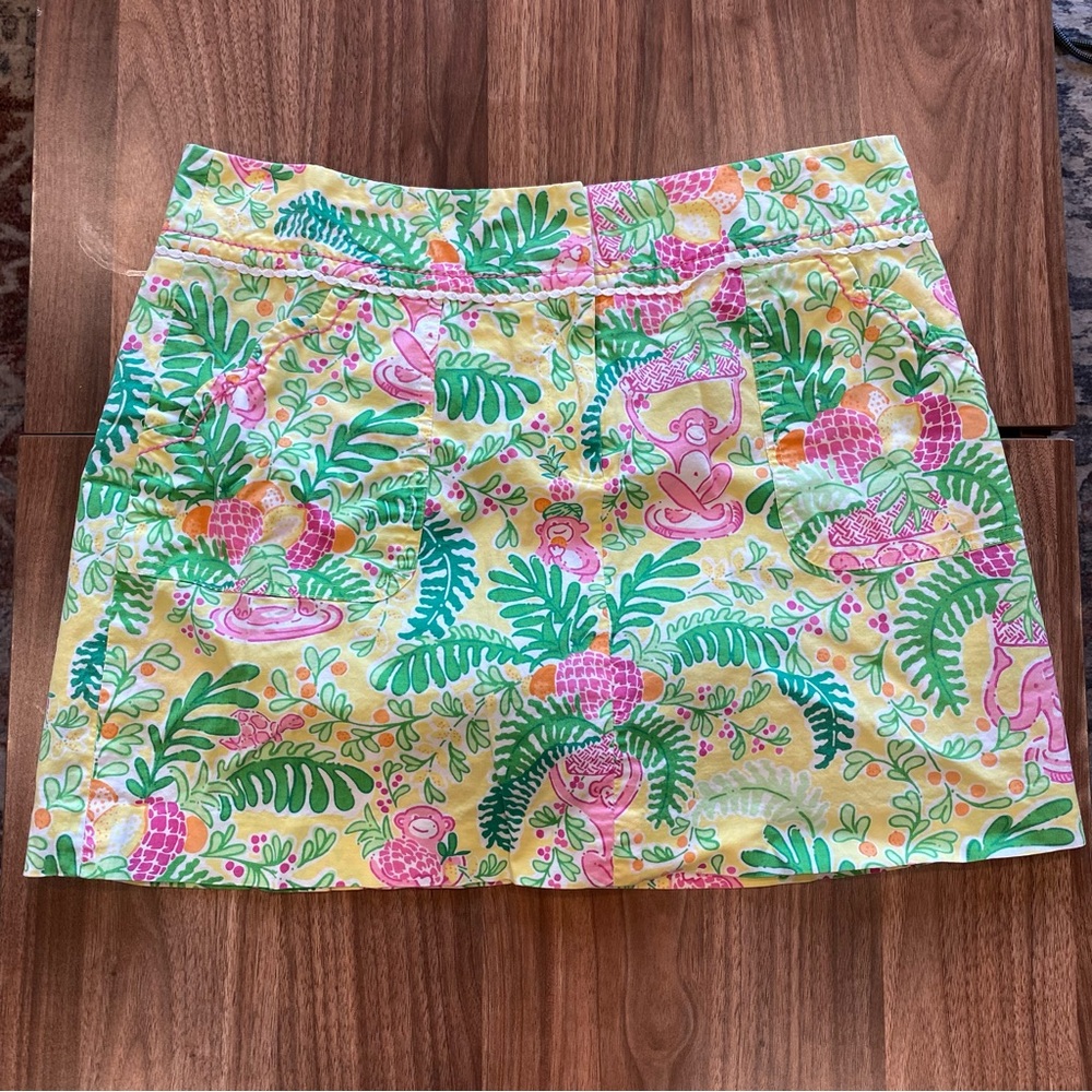 Lilly Pulitzer Yellow Tropical Palm Print Skort